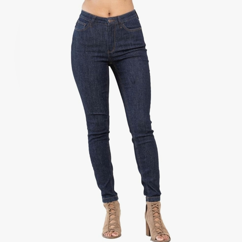 Judy Blue HR Dark Wash Embroidered Back Pockets Classic Skinny Jeans 11/30 NEW